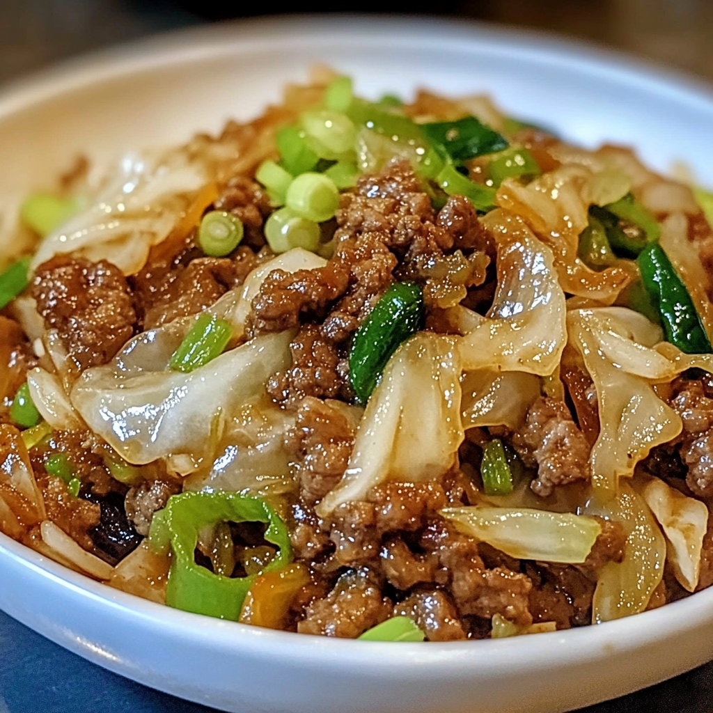 Chinese Ground Beef & Cabbage Stir Fry