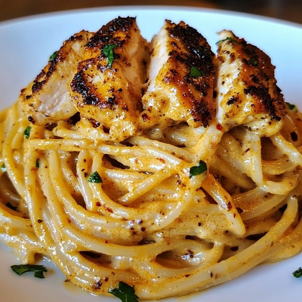 Savory Cajun Chicken over Creamy Parmesan Linguine