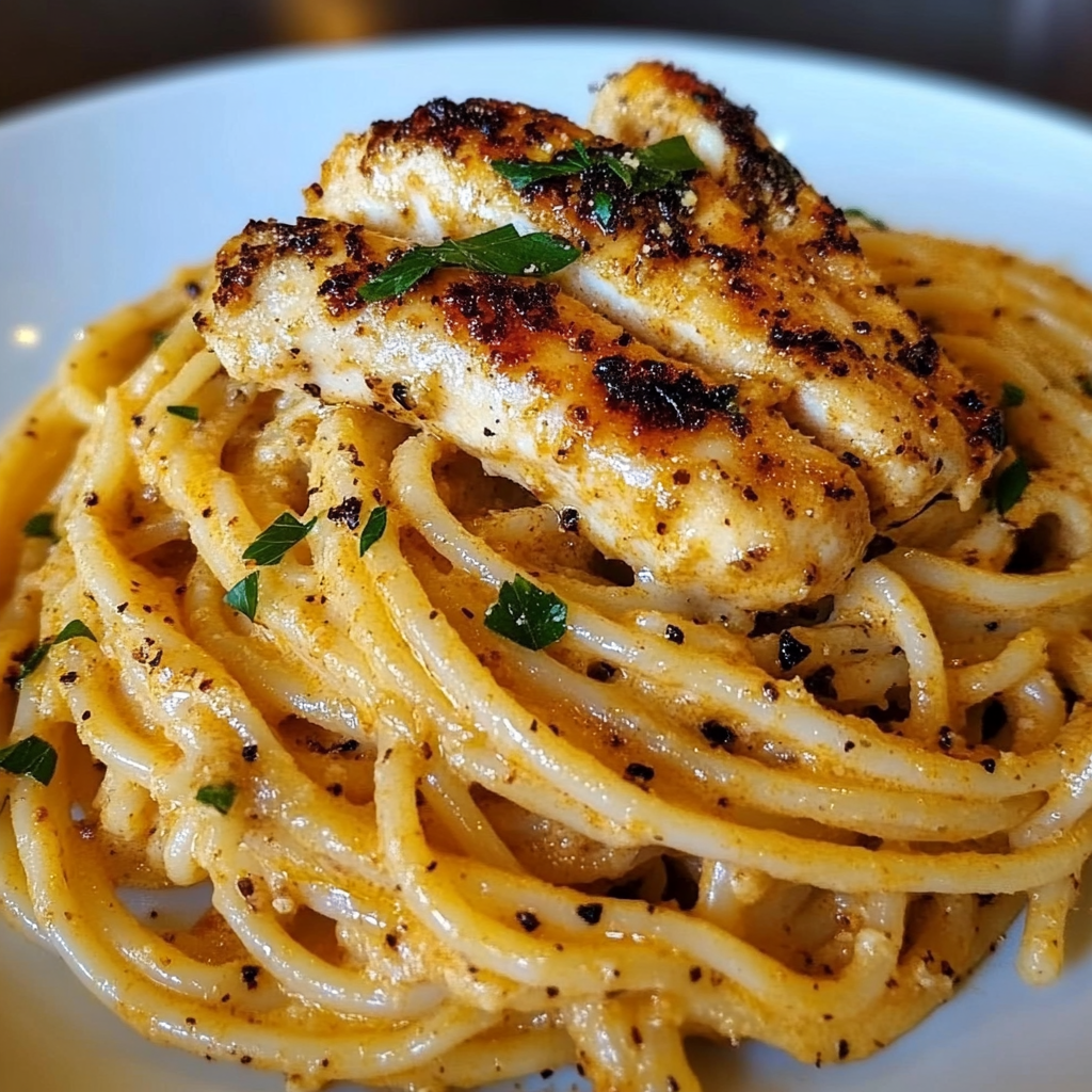 Savory Cajun Chicken over Creamy Parmesan Linguine