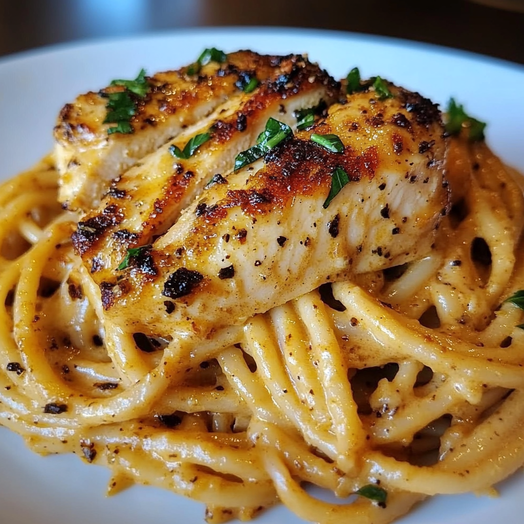 Savory Cajun Chicken over Creamy Parmesan Linguine