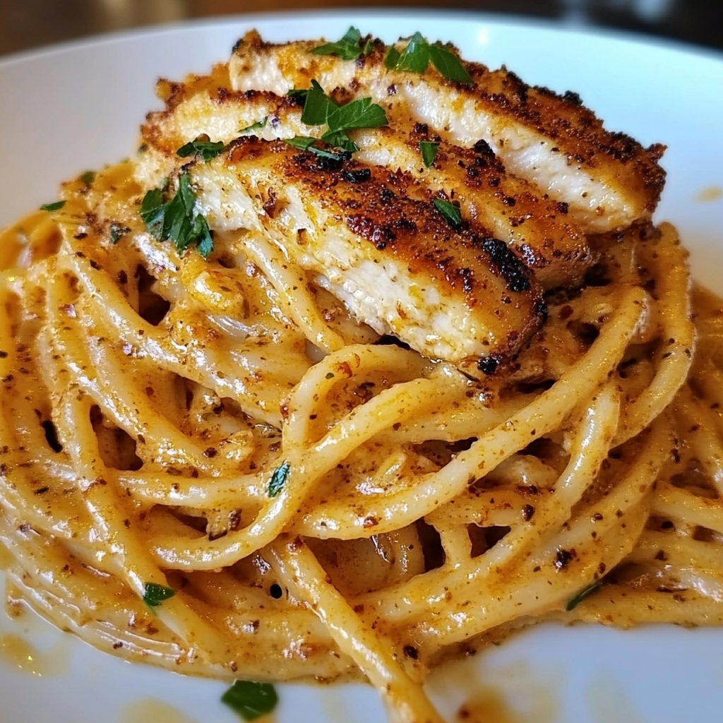 Savory Cajun Chicken over Creamy Parmesan Linguine