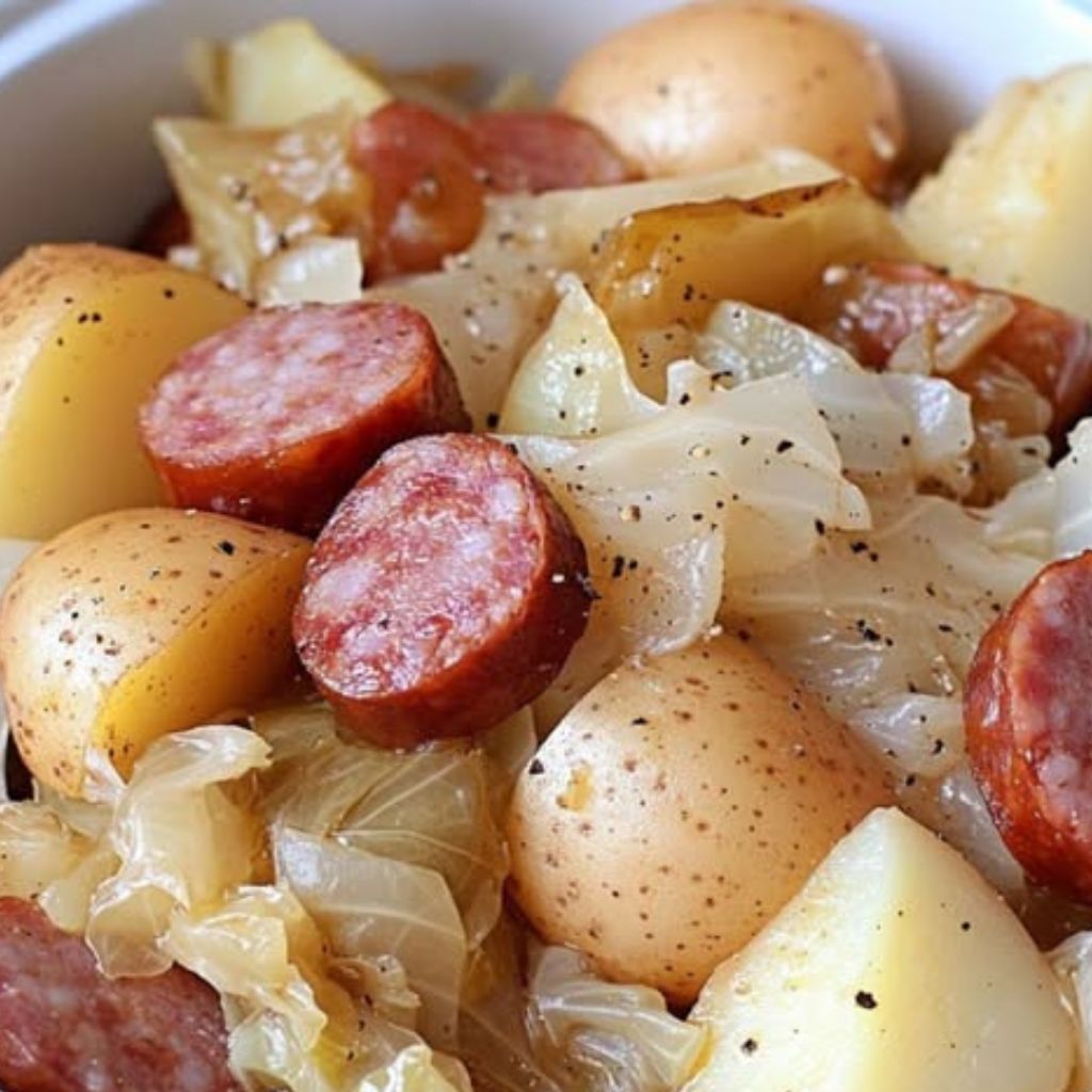 Slow Cooker Cabbage, Potatoes, and Smoked Sausage
